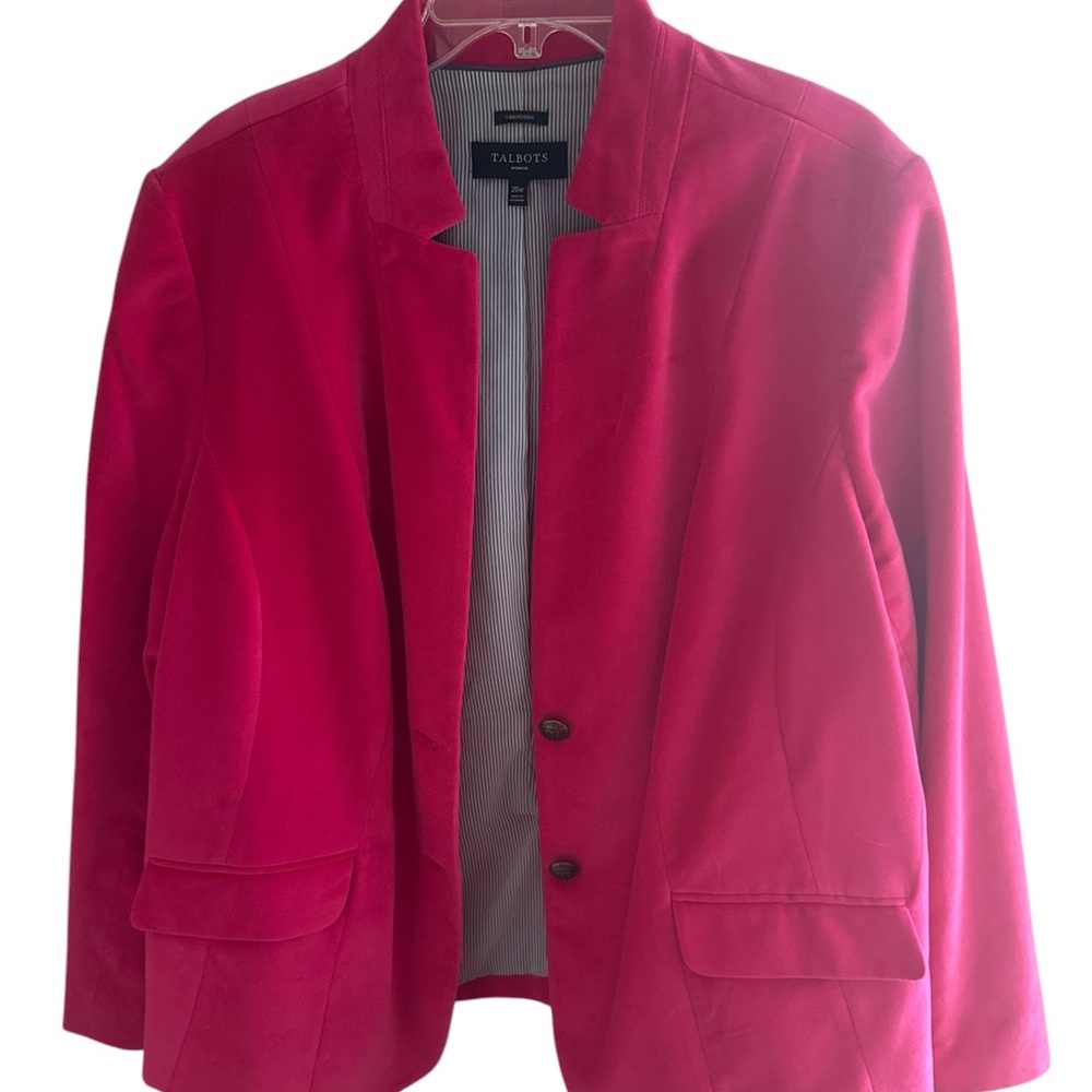 20 Women’s Petite (like a 2XP) Talbots Hot Pink Velvet Lined Notch Collar Blazer